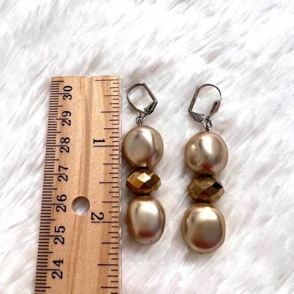 Handmade Beaded Goldtone Necklace with Earrings 24 in - Picture 11 of 13